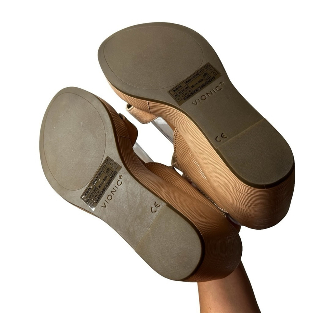 Vionic Macaroon Tan Bonita Women's Orthotic Platform Wedge Sandal Size 11 - Picture 15 of 16